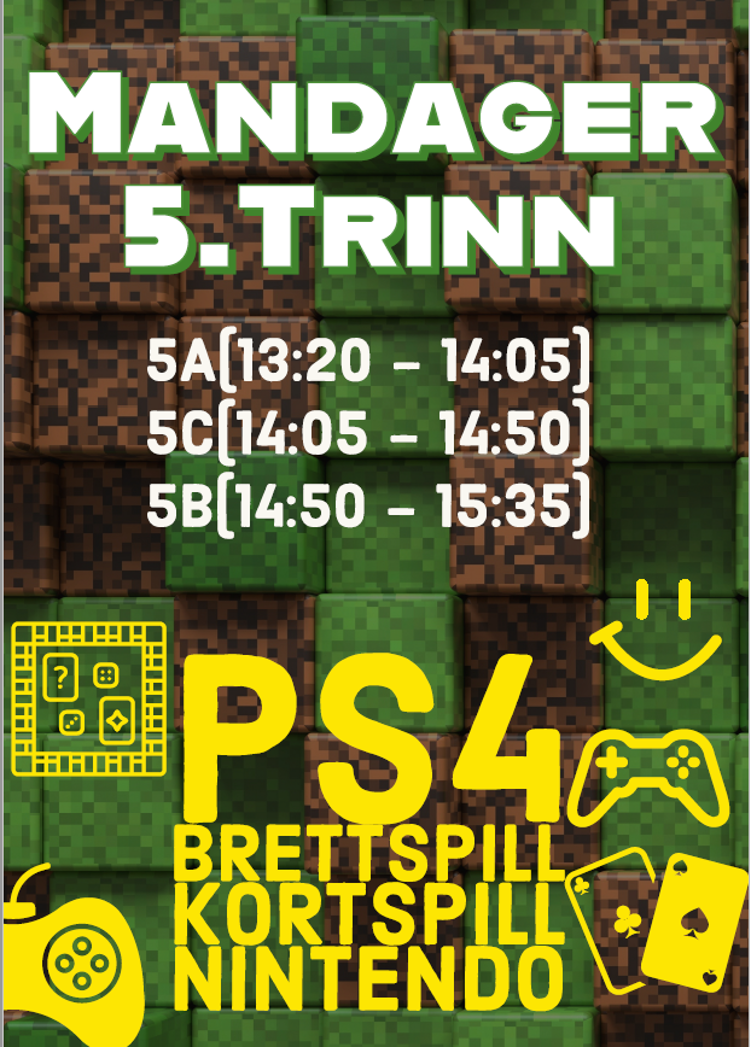 Tilbud for 5.trinn med bl. a. ps4, brettspill osv.